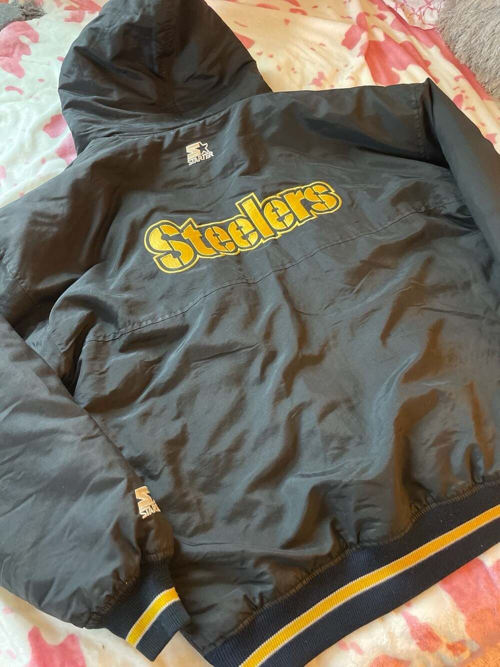 Vintage 90s Starter Pittsburgh Steelers Hooded Puffer Jacket Size XL